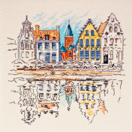 DIY Cross Stitch Kit "Colored town-1" 8.7"x8.7"