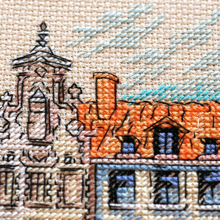 DIY Cross Stitch Kit "Colored town-1" 8.7"x8.7"