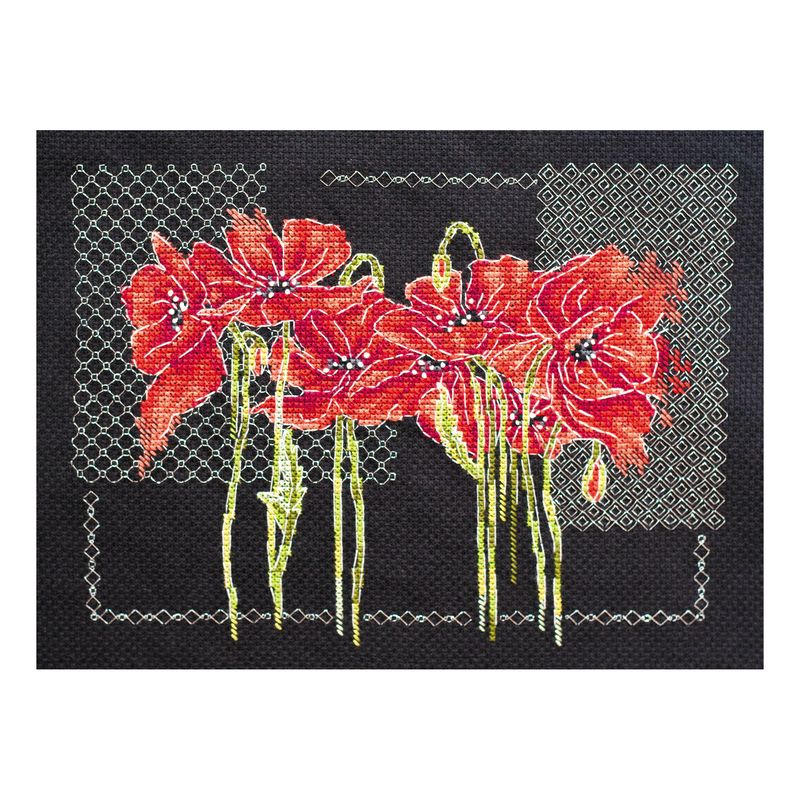 DIY Cross Stitch Kit "Poppies" 8.7"x6.7"