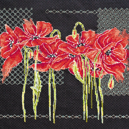 DIY Cross Stitch Kit "Poppies" 8.7"x6.7"