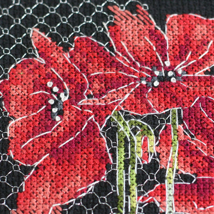 DIY Cross Stitch Kit "Poppies" 8.7"x6.7"