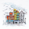 DIY Cross Stitch Kit "Colored town-2" 8.7"x8.3"