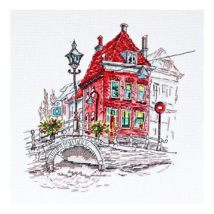 DIY Cross Stitch Kit "Colored town-3" 7.9"x8.7"