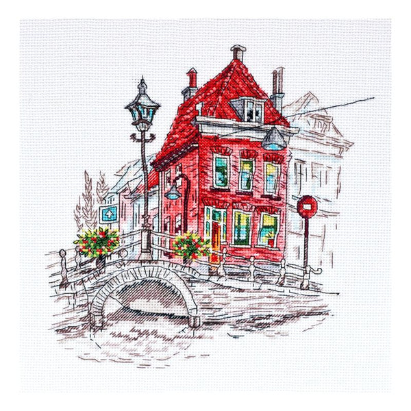 DIY Cross Stitch Kit "Colored town-3" 7.9"x8.7"
