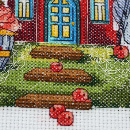 DIY Cross Stitch Kit "Coffee house" 5.9"x7.5"