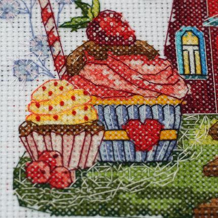 DIY Cross Stitch Kit "Coffee house" 5.9"x7.5"