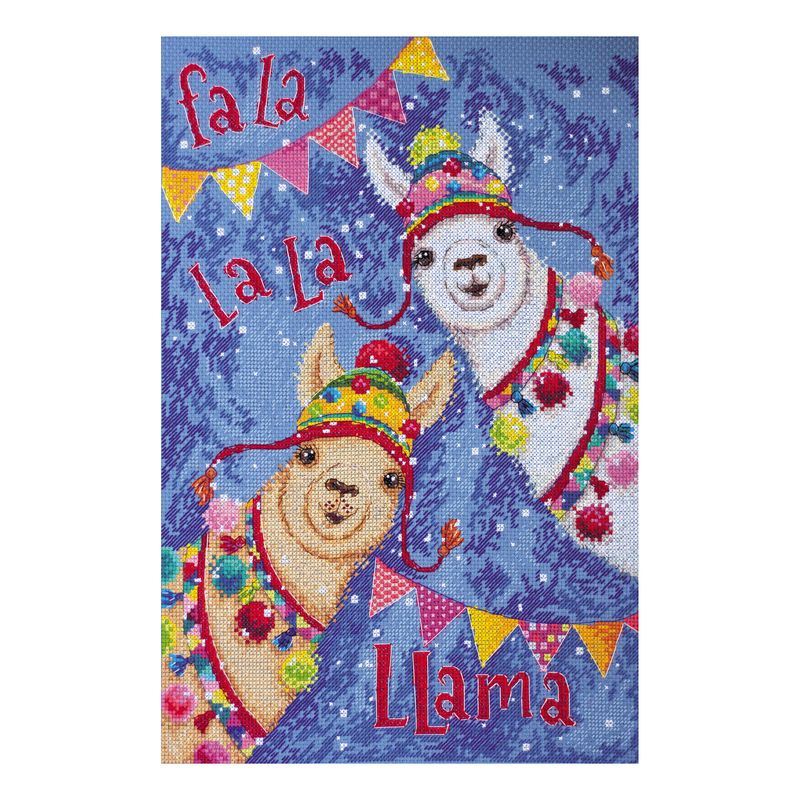 DIY Cross Stitch Kit "La la llamas" 9.4"x13.8"