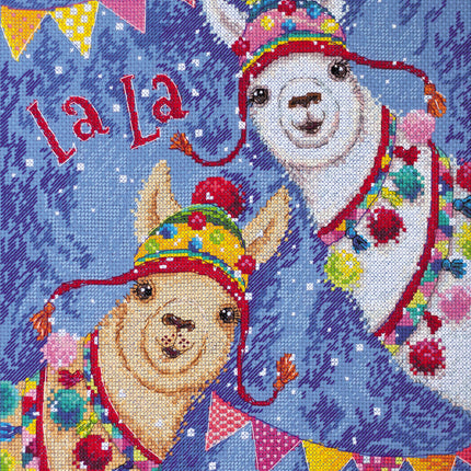 DIY Cross Stitch Kit "La la llamas" 9.4"x13.8"
