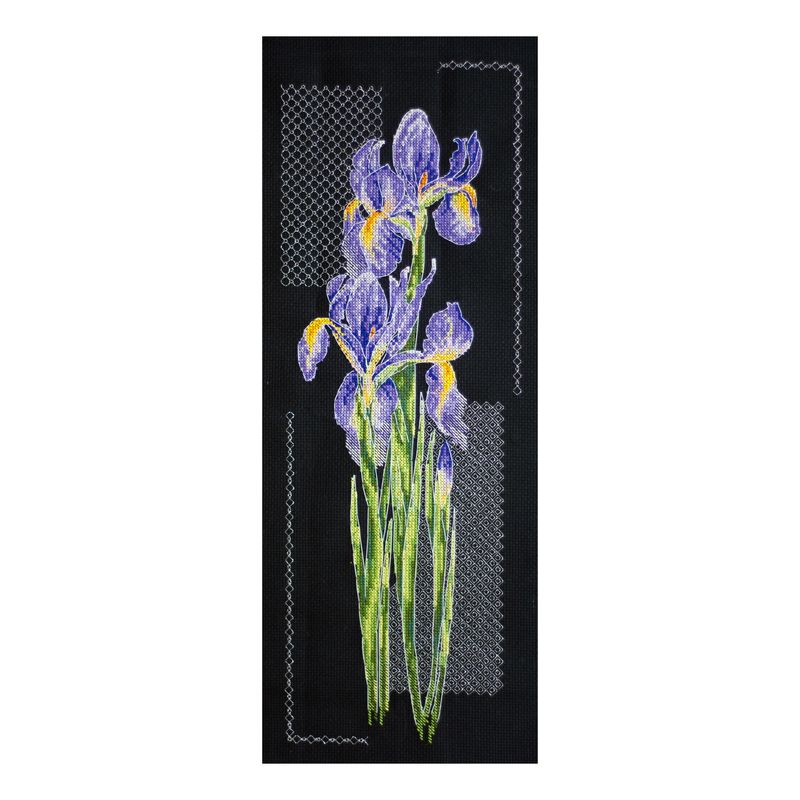 DIY Cross Stitch Kit "Japanese irises" 6.3"x16.9"