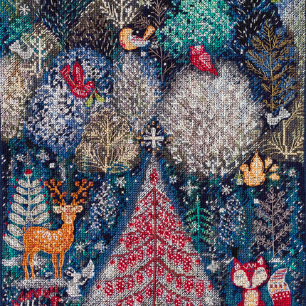 DIY Cross Stitch Kit "In the winter forest one day" 9.4"x13.4"