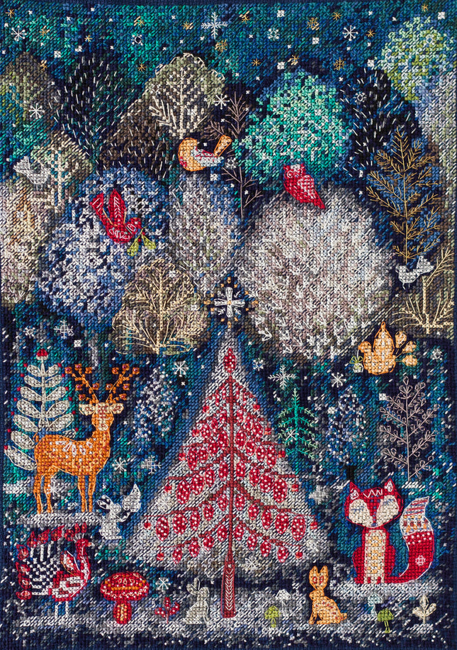 DIY Cross Stitch Kit "In the winter forest one day" 9.4"x13.4"