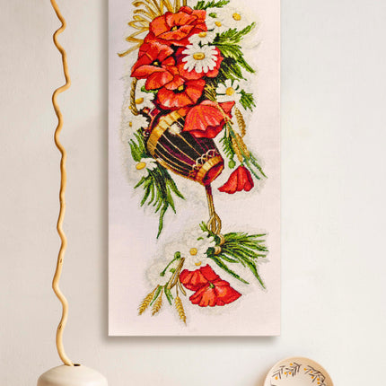 DIY Cross Stitch Kit "Field flowers" 9.8x23.6 in