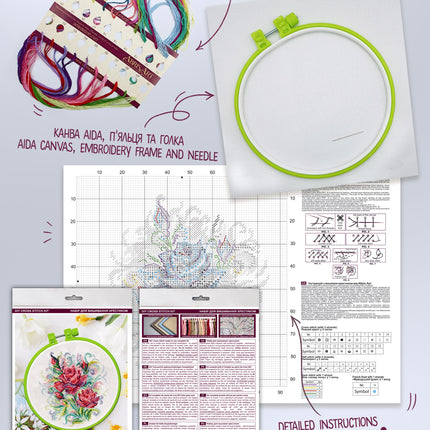 Counted Cross Stitch Kit "Spring roses"