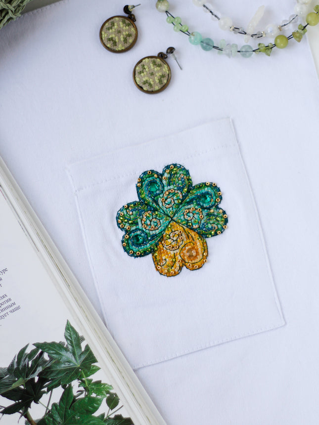 Cross stitch patch kit "Good luck leaf-1"