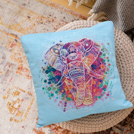 DIY Cross Stitch Pillow Kit "Elephant"