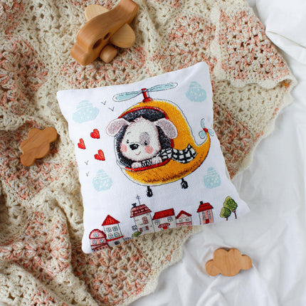 DIY Cross Stitch Pillow Kit "An amusing trip"