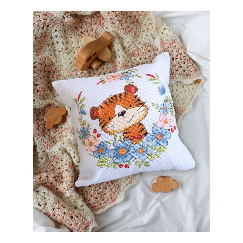 DIY Cross Stitch Pillow Kit "Tiger cub"