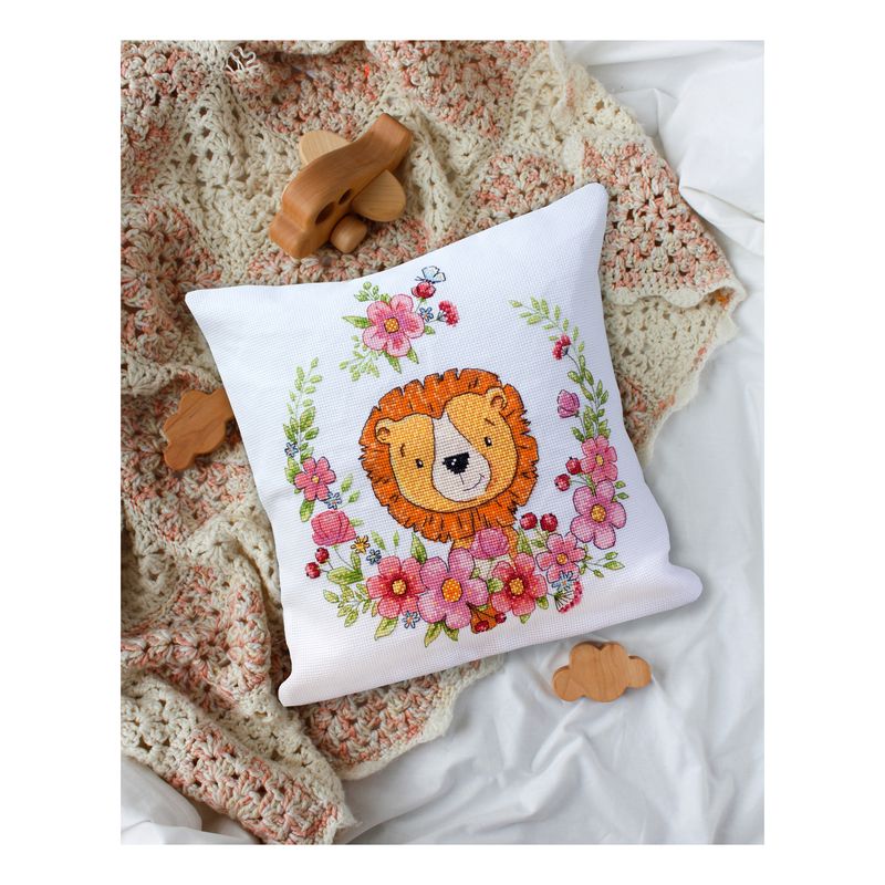 DIY Cross Stitch Pillow Kit "Lion cub"
