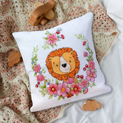 DIY Cross Stitch Pillow Kit "Lion cub"