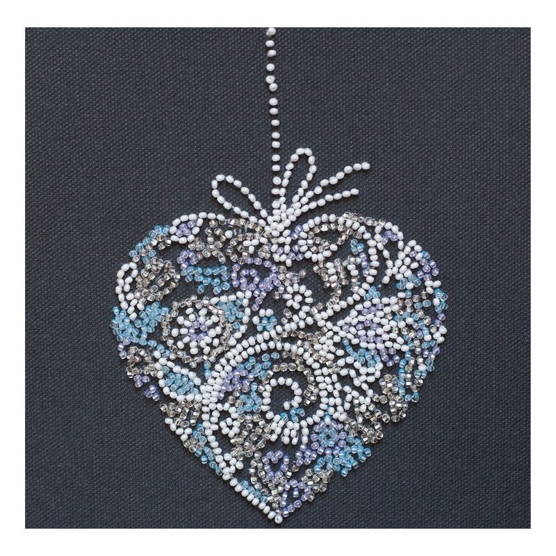 DIY Bead Embroidery Kit "Lace heart"  5.9"x5.9" / 15.0x15.0 cm