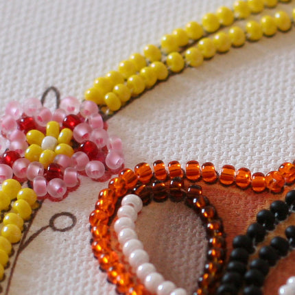 DIY Bead Embroidery Kit "Cheerful tiger"  5.9"x5.9" / 15.0x15.0 cm