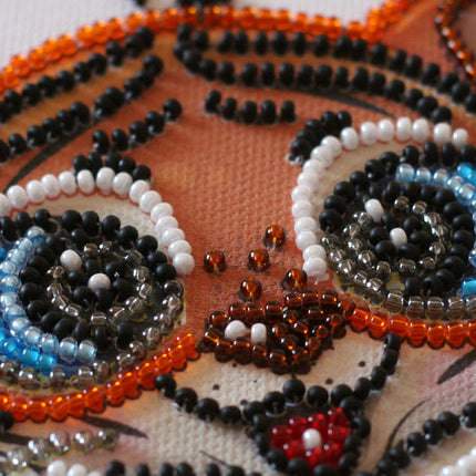 DIY Bead Embroidery Kit "Cheerful tiger"  5.9"x5.9" / 15.0x15.0 cm