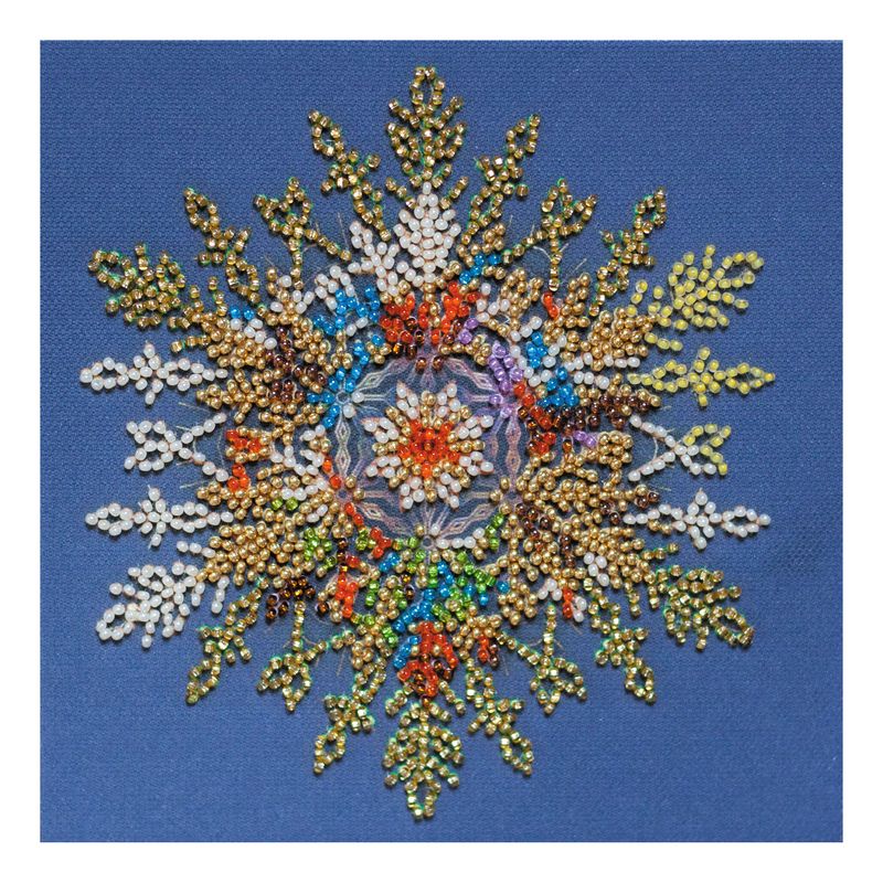 DIY Bead Embroidery Kit "Snow sparkles"  5.9"x5.9" / 15.0x15.0 cm