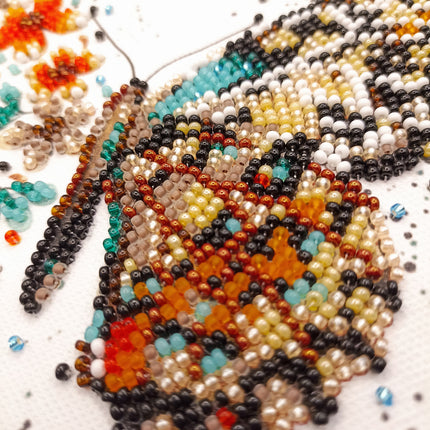 DIY Bead Embroidery Kit "Tigre wings"  5.9"x5.9" / 15.0x15.0 cm