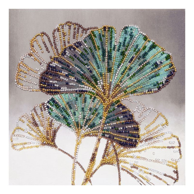 DIY Bead Embroidery Kit "Emerald leaves"