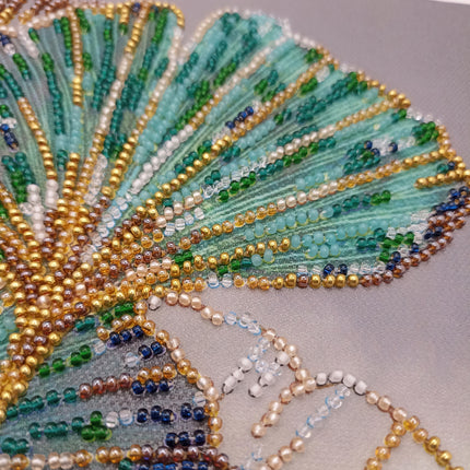 DIY Bead Embroidery Kit "Emerald leaves"