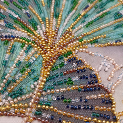 DIY Bead Embroidery Kit "Emerald leaves"