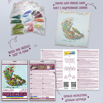 DIY Bead Embroidery Kit "A singing bird"