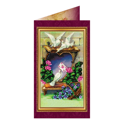 DIY Bead embroidery postcard kit "With love – 1"
