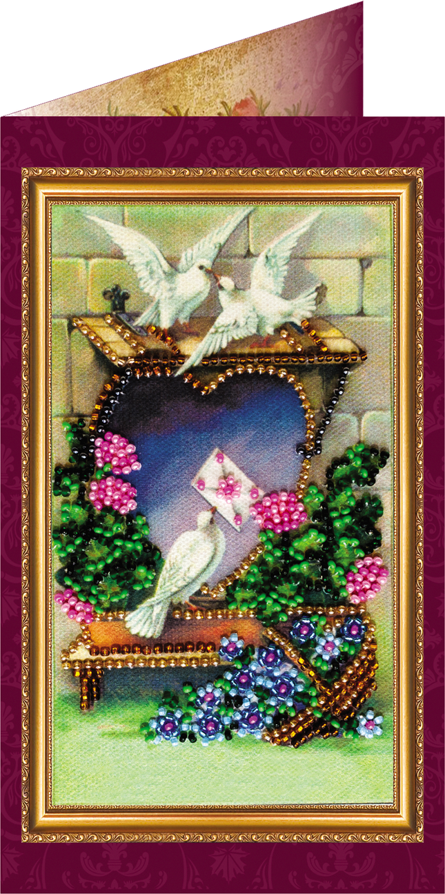 DIY Bead embroidery postcard kit "With love – 1"