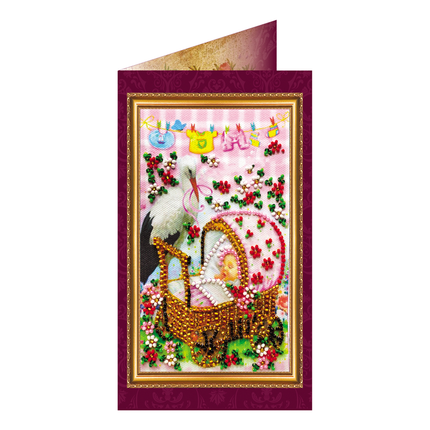 DIY Bead embroidery postcard kit "Baby girl – 1"