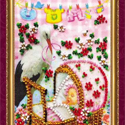 DIY Bead embroidery postcard kit "Baby girl – 1"