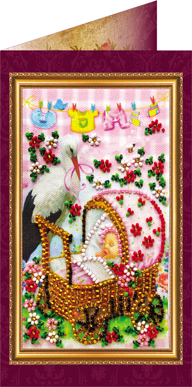 DIY Bead embroidery postcard kit "Baby girl – 1"