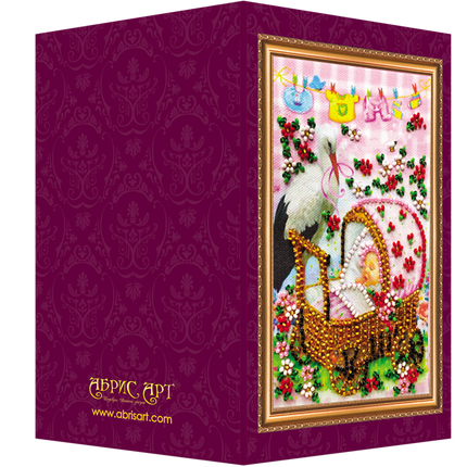 DIY Bead embroidery postcard kit "Baby girl – 1"