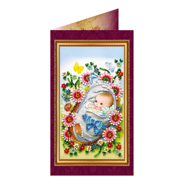 DIY Bead embroidery postcard kit "Baby boy – 1"