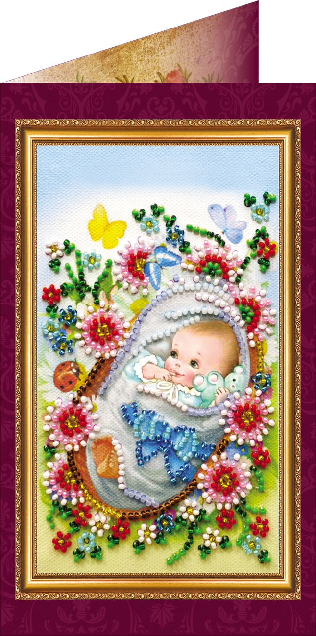 DIY Bead embroidery postcard kit "Baby boy – 1"