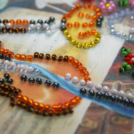 DIY Bead embroidery postcard kit "Happy Birthday – 1"