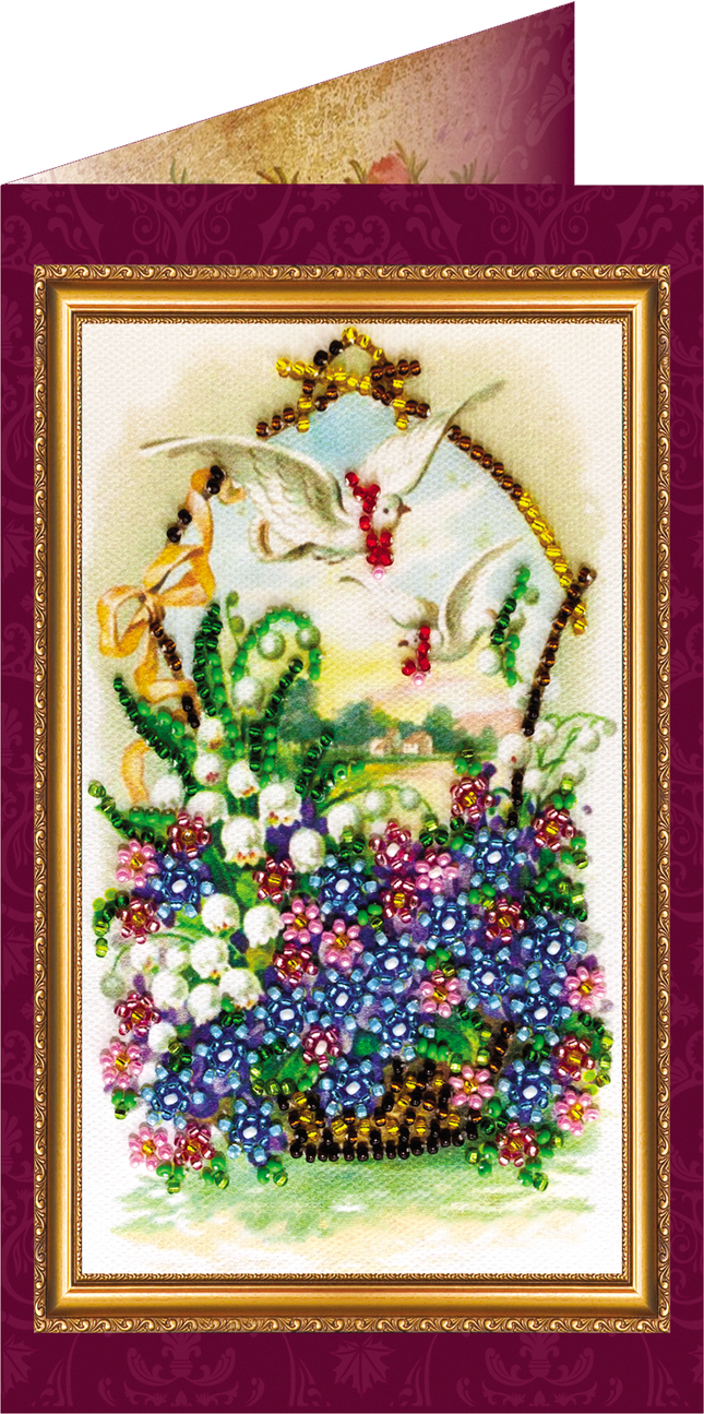 DIY Bead embroidery postcard kit "Happy Angel Day – 1"