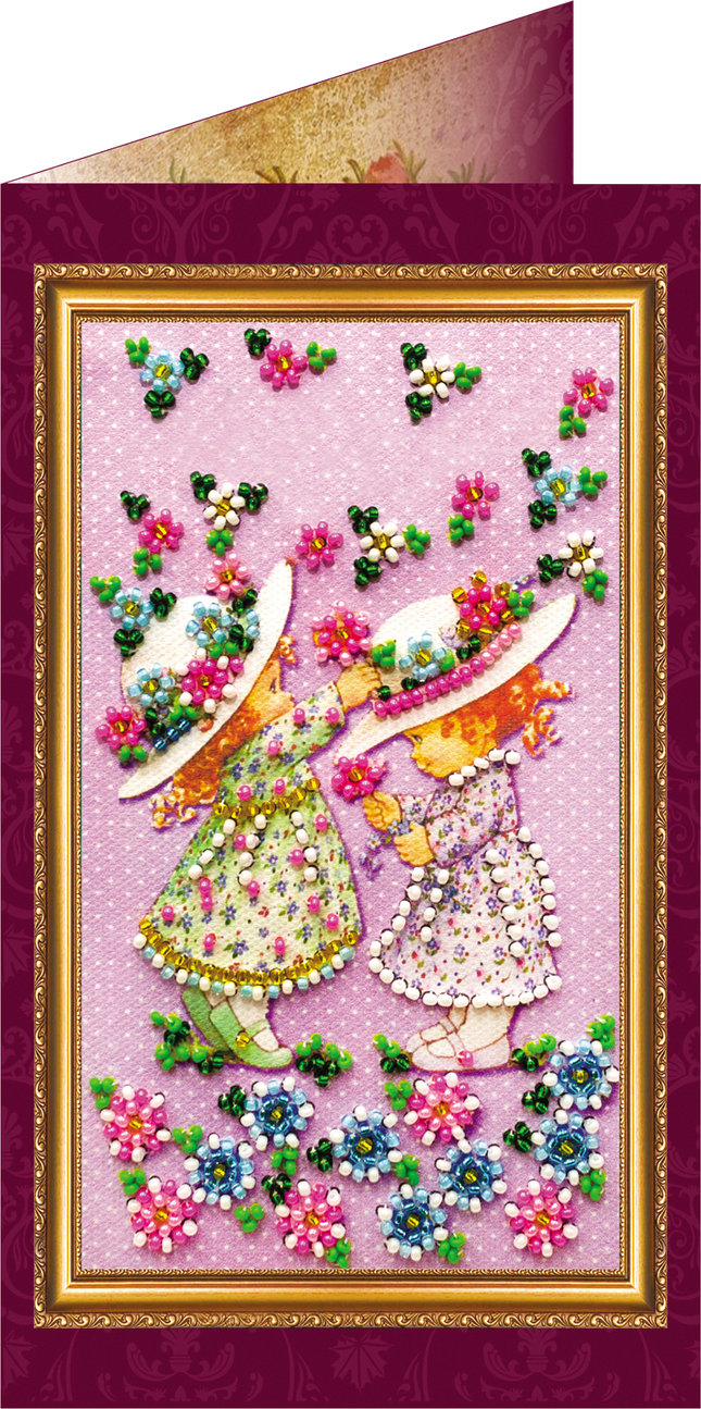 DIY Bead embroidery postcard kit "Happy Birthday – 2"
