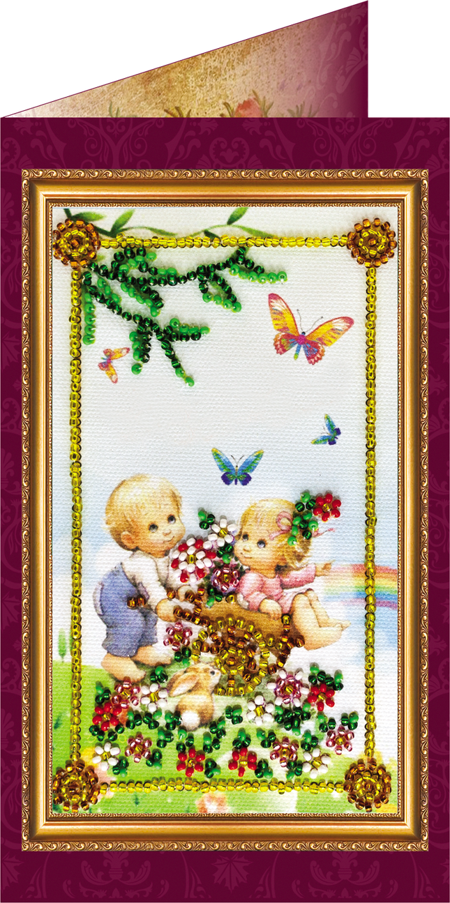 DIY Bead embroidery postcard kit "Congratulations – 1"
