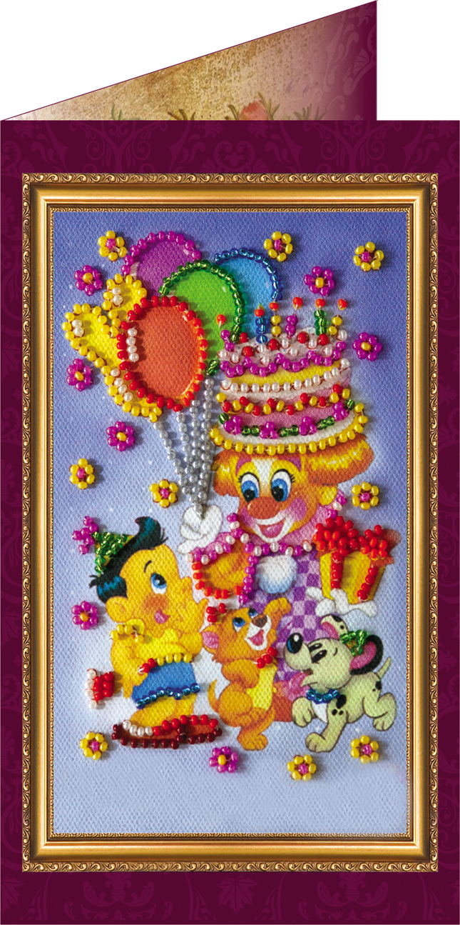 DIY Bead embroidery postcard kit "Congratulations – 3"