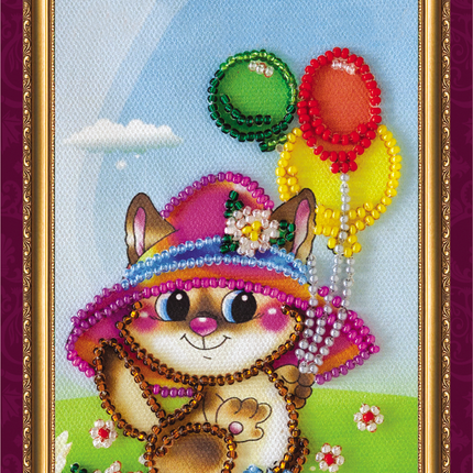 DIY Bead embroidery postcard kit "Happy Birthday – 3"