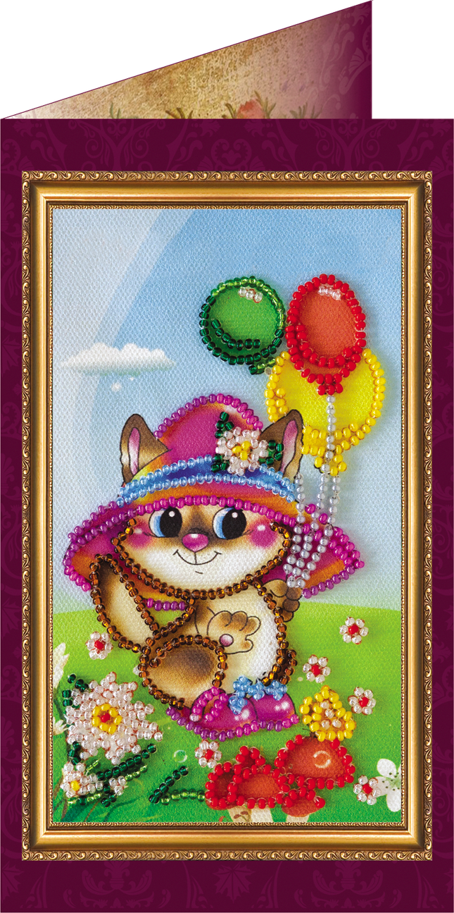 DIY Bead embroidery postcard kit "Happy Birthday – 3"