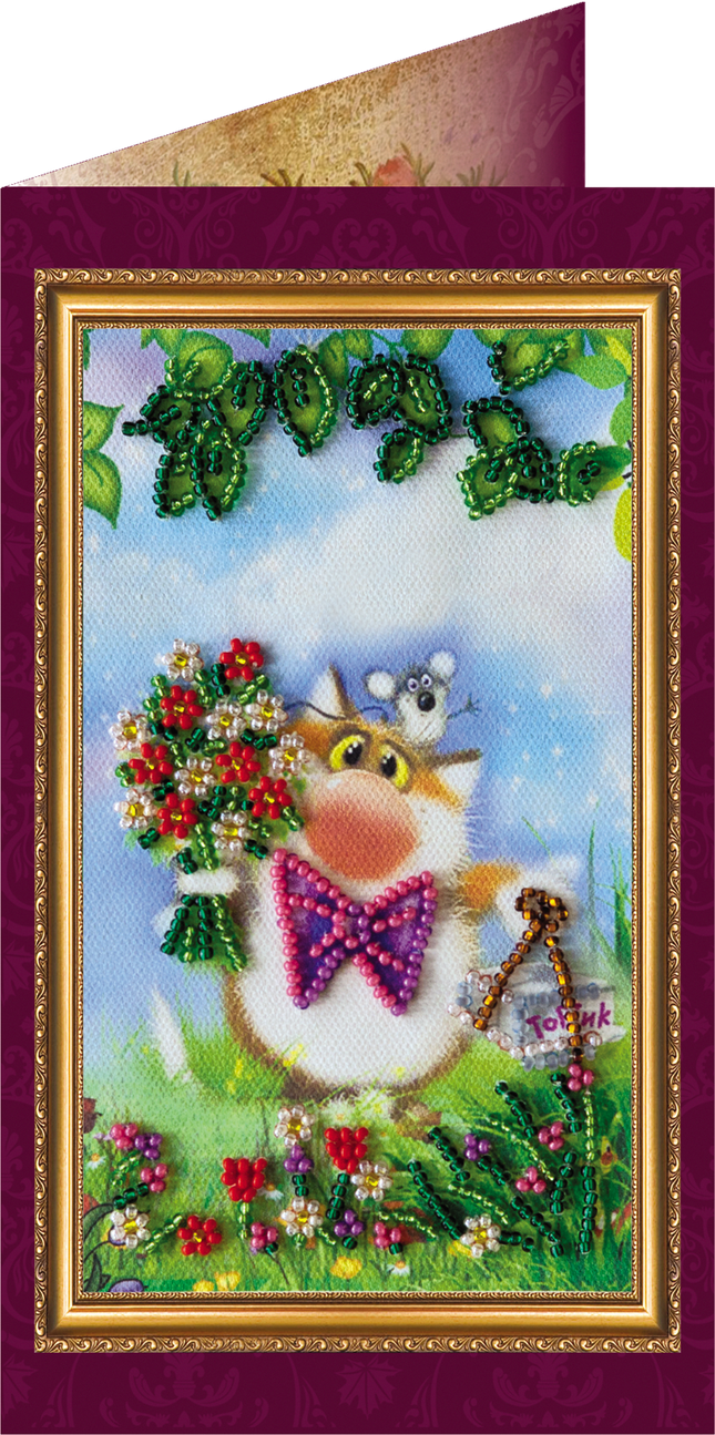 DIY Bead embroidery postcard kit "Congratulations – 5"
