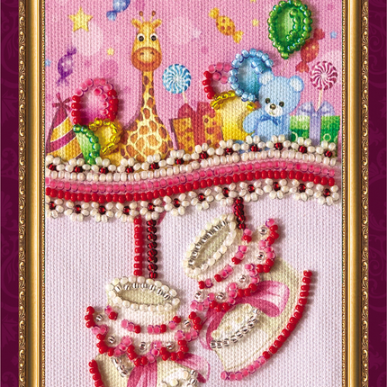 DIY Bead embroidery postcard kit "Daughter's birthday – 1"