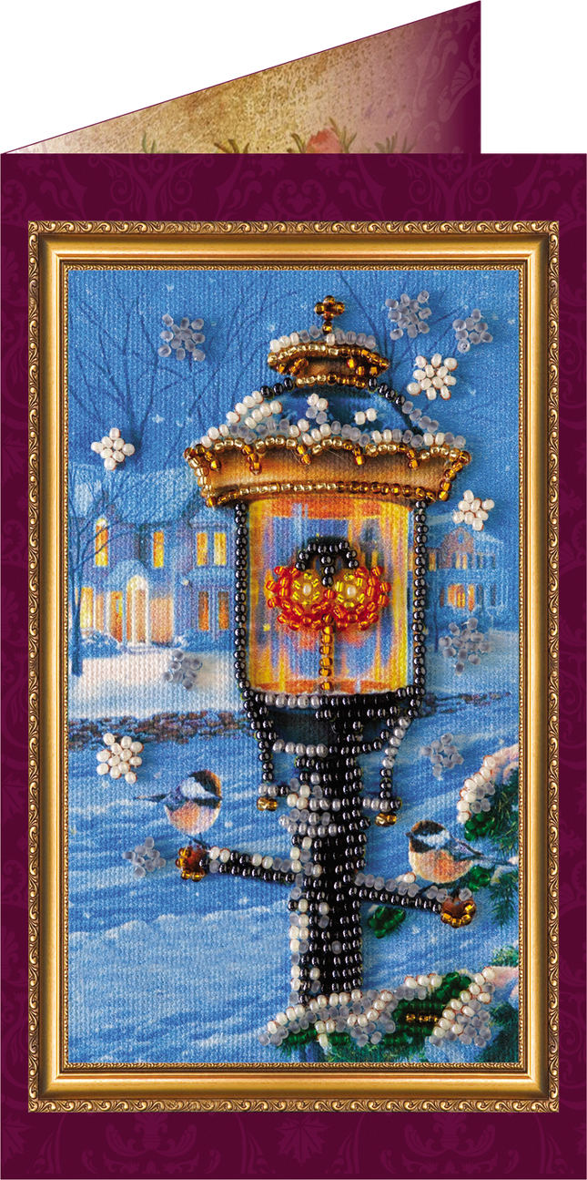 DIY Bead embroidery postcard kit "Happy New Year – 3"